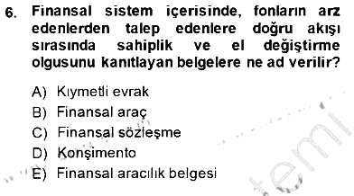 Finansal Ekonomi 2014-2015 Ara Sınav - 6. soru