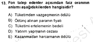 Finansal Ekonomi 2014-2015 Ara Sınav - 13. soru