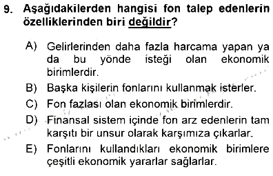 Finansal Ekonomi 2015-2016 Ara Sınav - 9. soru