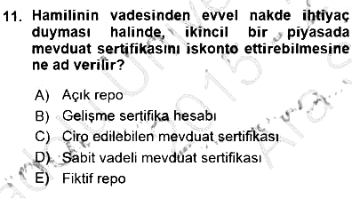 Finansal Ekonomi 2015-2016 Ara Sınav - 11. soru