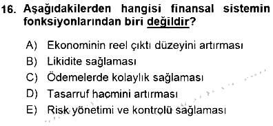 Finansal Ekonomi 2015-2016 Ara Sınav - 16. soru