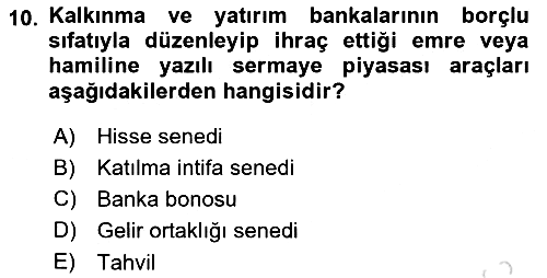 Finansal Ekonomi 2023-2024 Ara Sınav - 10. soru