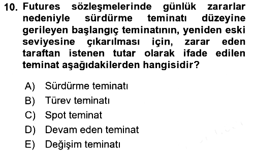 Finansal Ekonomi 2016-2017 Dönem Sonu Sınavı - 10. soru