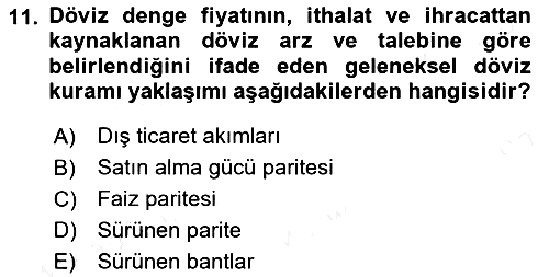 Finansal Ekonomi 2017-2018 Dönem Sonu Sınavı - 11. soru