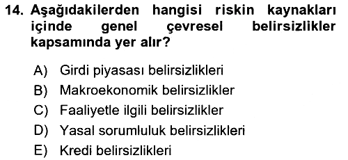 Finansal Ekonomi 2019-2020 Dönem Sonu Sınavı - 14. soru