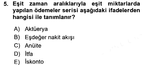 Finansal Ekonomi 2015-2016 Tek Ders Sınavı - 5. soru