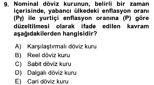Finansal Ekonomi 2015-2016 Tek Ders Sınavı - 9. soru