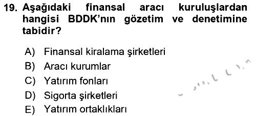 Finansal Ekonomi 2018-2019 Yaz Okulu Sınavı - 19. soru