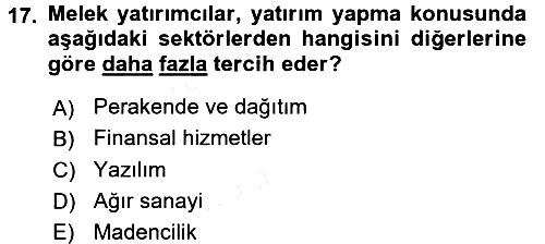Girişim Finansmanı 2017-2018 3 Ders Sınavı - 17. soru