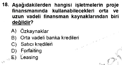 Girişim Finansmanı 2012-2013 Ara Sınav - 18. soru