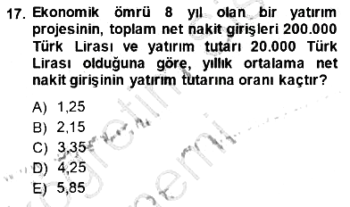 Girişim Finansmanı 2014-2015 Ara Sınav - 17. soru