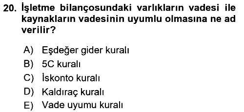 Girişim Finansmanı 2017-2018 Ara Sınav - 20. soru