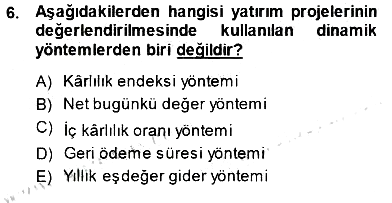 Girişim Finansmanı 2014-2015 Dönem Sonu Sınavı - 6. soru