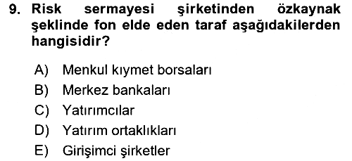Girişim Finansmanı 2016-2017 Dönem Sonu Sınavı - 9. soru