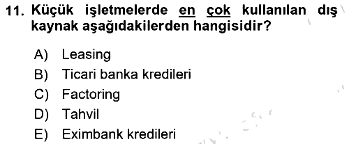 Girişim Finansmanı 2019-2020 Dönem Sonu Sınavı - 11. soru