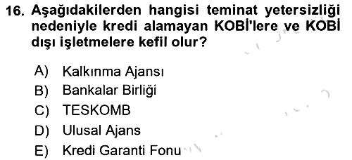 Girişim Finansmanı 2023-2024 Dönem Sonu Sınavı - 16. soru