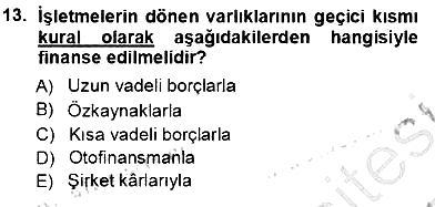 Girişim Finansmanı 2013-2014 Tek Ders Sınavı - 13. soru
