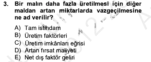 İktisadi Büyüme 2012-2013 Ara Sınav - 3. soru