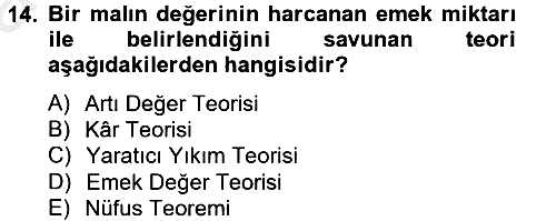 İktisadi Büyüme 2012-2013 Ara Sınav - 14. soru