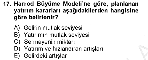 İktisadi Büyüme 2012-2013 Ara Sınav - 17. soru