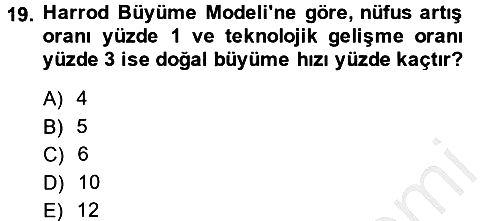 İktisadi Büyüme 2013-2014 Ara Sınav - 19. soru