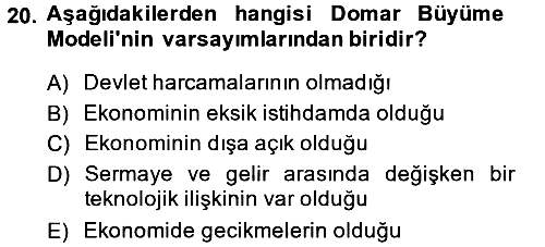İktisadi Büyüme 2013-2014 Ara Sınav - 20. soru
