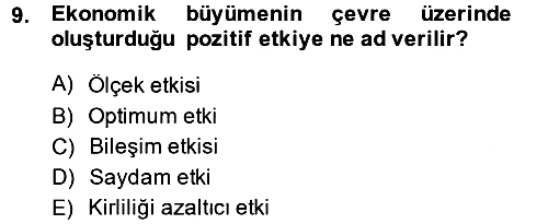 İktisadi Büyüme 2014-2015 Ara Sınav - 9. soru
