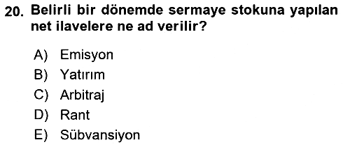 İktisadi Büyüme 2025-2026 Ara Sınav - 20. soru