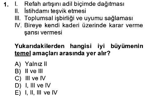İktisadi Büyüme 2013-2014 Dönem Sonu Sınavı - 1. soru