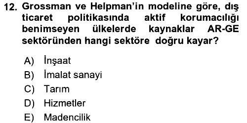 İktisadi Büyüme 2015-2016 Dönem Sonu Sınavı - 12. soru