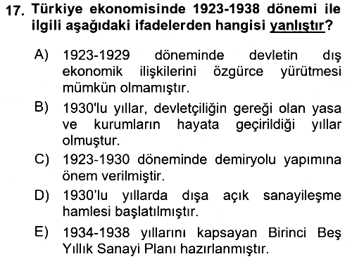 İktisadi Büyüme 2016-2017 Dönem Sonu Sınavı - 17. soru