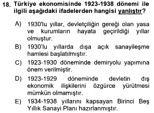 İktisadi Büyüme 2017-2018 Dönem Sonu Sınavı - 18. soru