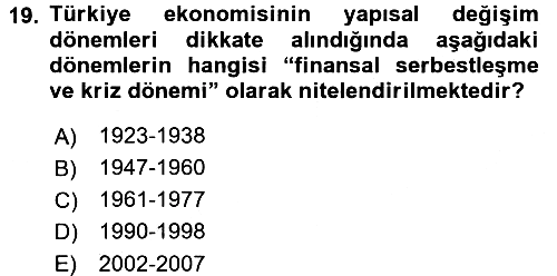 İktisadi Büyüme 2017-2018 Dönem Sonu Sınavı - 19. soru