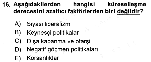 İktisadi Büyüme 2018-2019 Dönem Sonu Sınavı - 16. soru