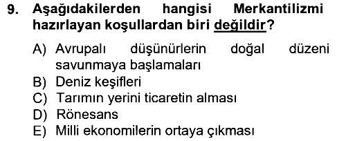 İktisadi Düşünceler Tarihi 2012-2013 Ara Sınav - 9. soru