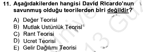 İktisadi Düşünceler Tarihi 2012-2013 Ara Sınav - 11. soru