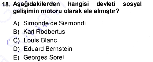 İktisadi Düşünceler Tarihi 2013-2014 Ara Sınav - 18. soru