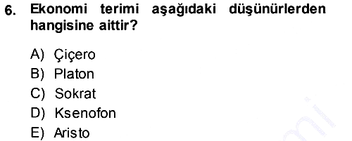 İktisadi Düşünceler Tarihi 2014-2015 Ara Sınav - 6. soru