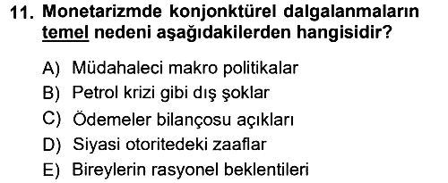 İktisadi Düşünceler Tarihi 2014-2015 Ara Sınav - 11. soru