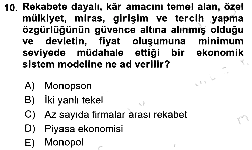 İktisadi Düşünceler Tarihi 2017-2018 Ara Sınav - 10. soru