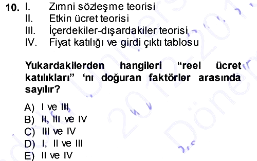 İktisadi Düşünceler Tarihi 2012-2013 Dönem Sonu Sınavı - 10. soru