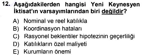 İktisadi Düşünceler Tarihi 2013-2014 Dönem Sonu Sınavı - 12. soru