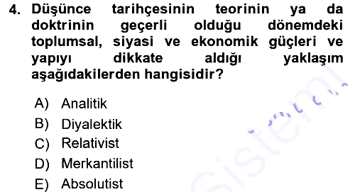 İktisadi Düşünceler Tarihi 2015-2016 Dönem Sonu Sınavı - 4. soru