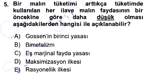 İktisadi Düşünceler Tarihi 2015-2016 Dönem Sonu Sınavı - 5. soru