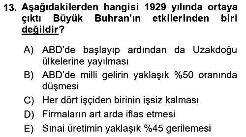 İktisadi Düşünceler Tarihi 2019-2020 Dönem Sonu Sınavı - 13. soru