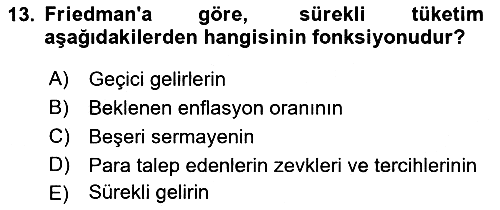 İktisadi Düşünceler Tarihi 2021-2022 Dönem Sonu Sınavı - 13. soru