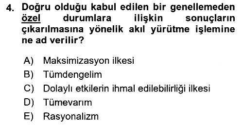 İktisadi Düşünceler Tarihi 2018-2019 Yaz Okulu Sınavı - 4. soru