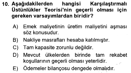 İktisadi Düşünceler Tarihi 2020-2021 Yaz Okulu Sınavı - 10. soru