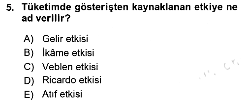 İktisadi Düşünceler Tarihi 2024-2025 Yaz Okulu Sınavı - 5. soru