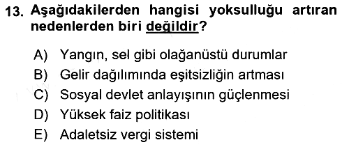 İktisadi Kalkınma 2017-2018 3 Ders Sınavı - 13. soru